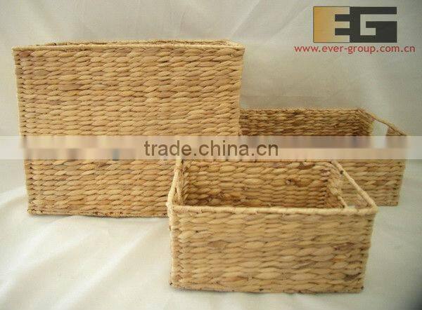 square water hyacinth with cotton storage baskets/tray