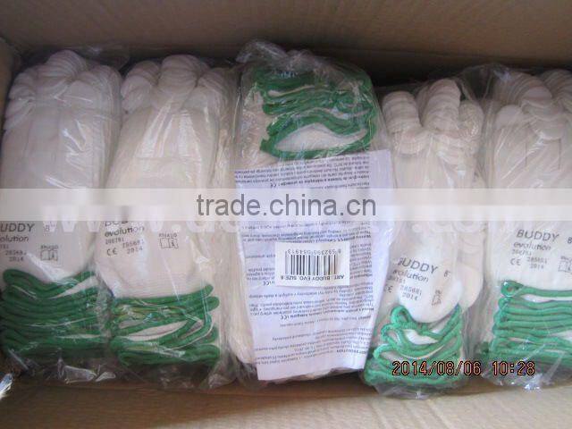 7G Bleach polycotton Knitted Blue PVC Dots Safety Working Gloves