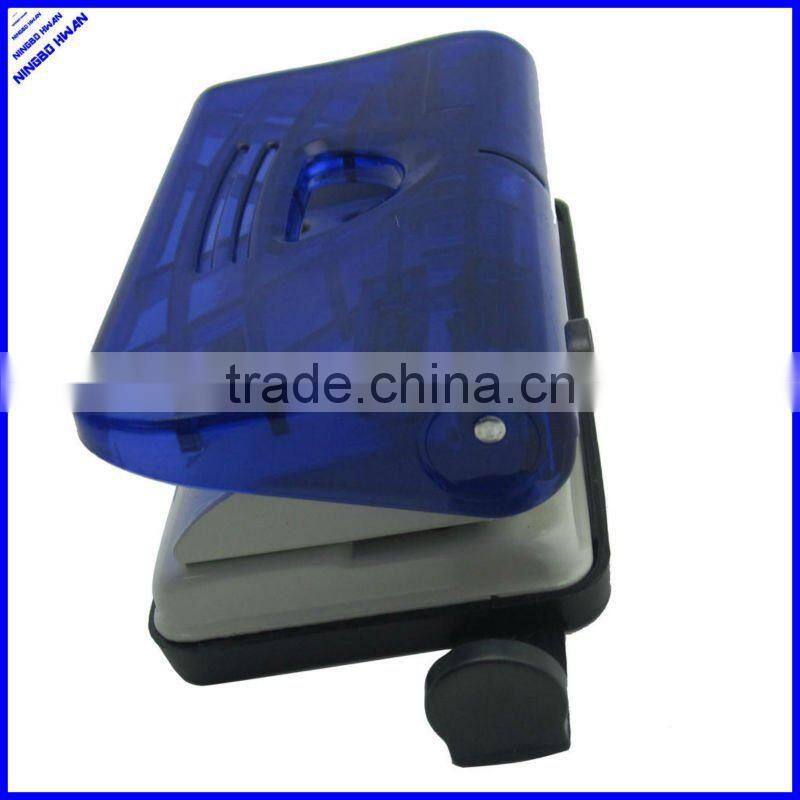 2 hole transparent plastic make paper hole punch with lock device