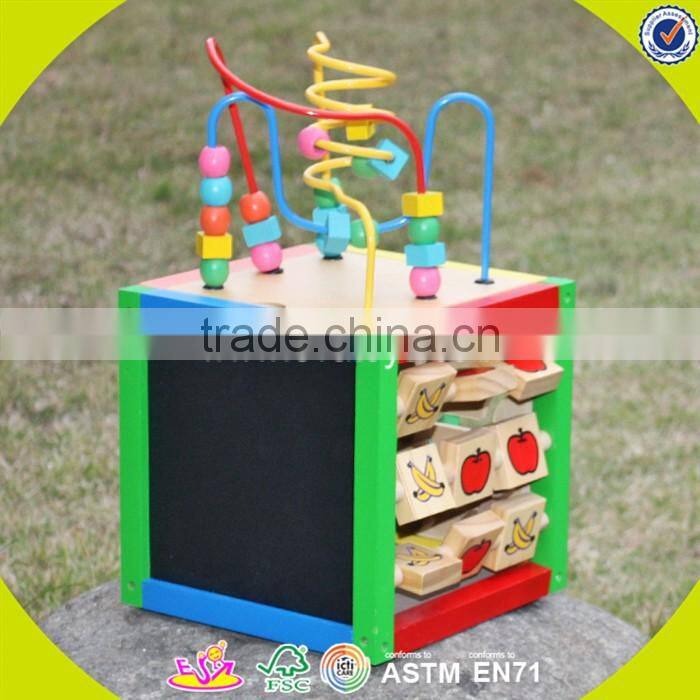 2017 wholesale wooden cubic wire bead children wooden cubic wire bead colorful wooden cubic wire bead W11B060