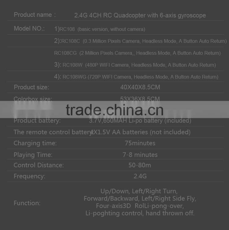 2.4G 4CH RC Quadcopter with 6-axis gyroscope