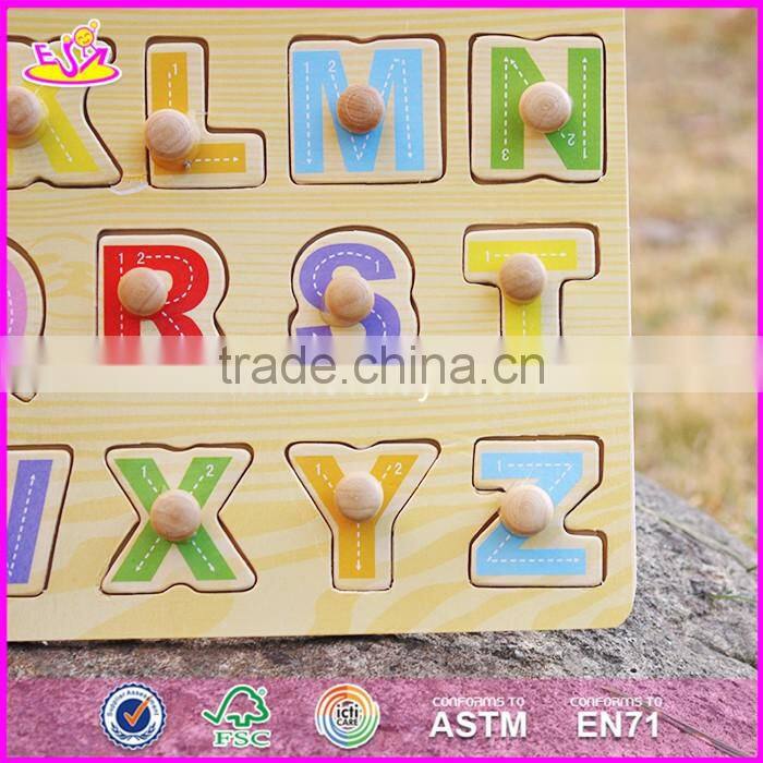 2017 Top fashion educational toddlers wooden alphabet puzzle W14M101