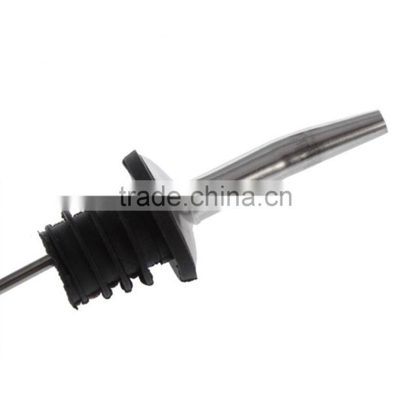 Stainless Steel Liquor Spirit Pourer Free Flow Wine bottle pourer Rubber Stopper