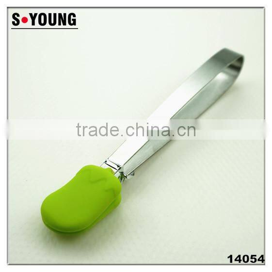 14045 5 inch mini Kitchen Food Tongs Silicone Stainless Steel ice Tongs