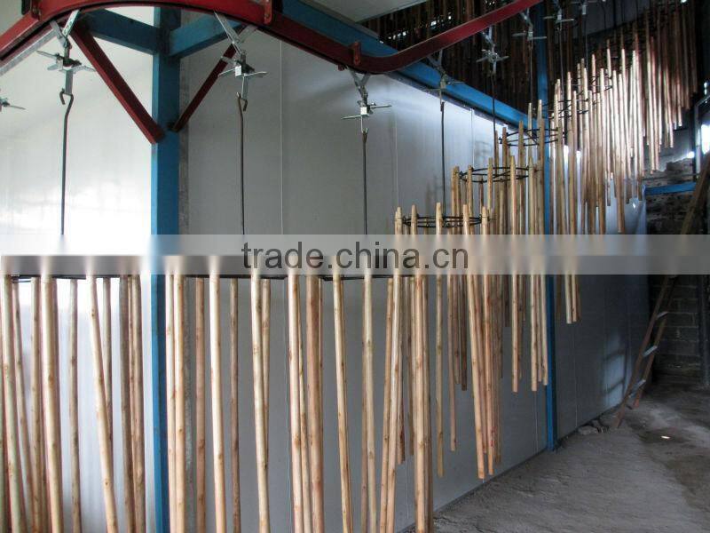 Varnished wooden mop stick