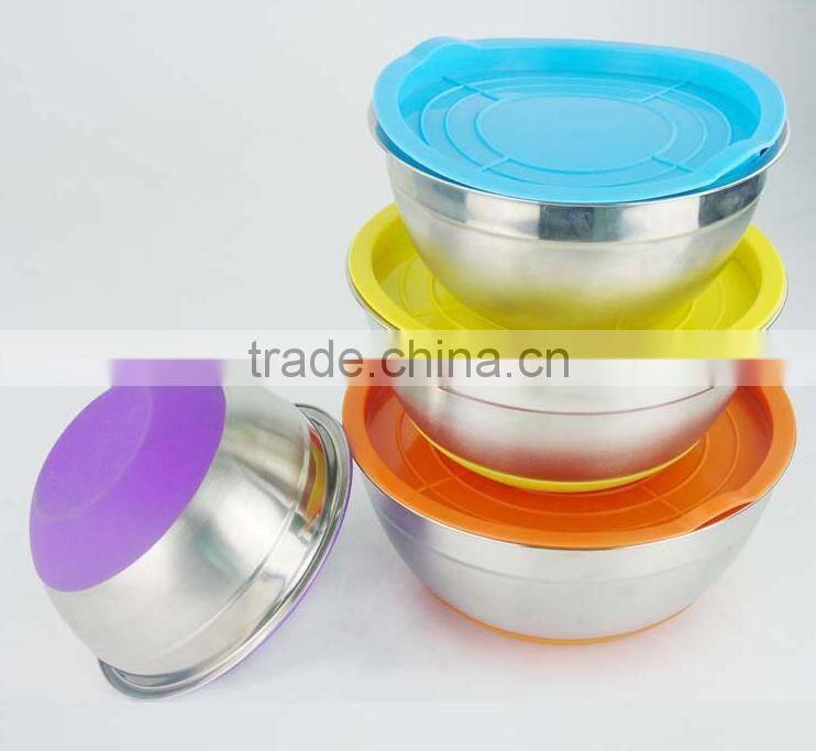 wholesale non-slip Stainless Steel Mixing salad bowl with spout