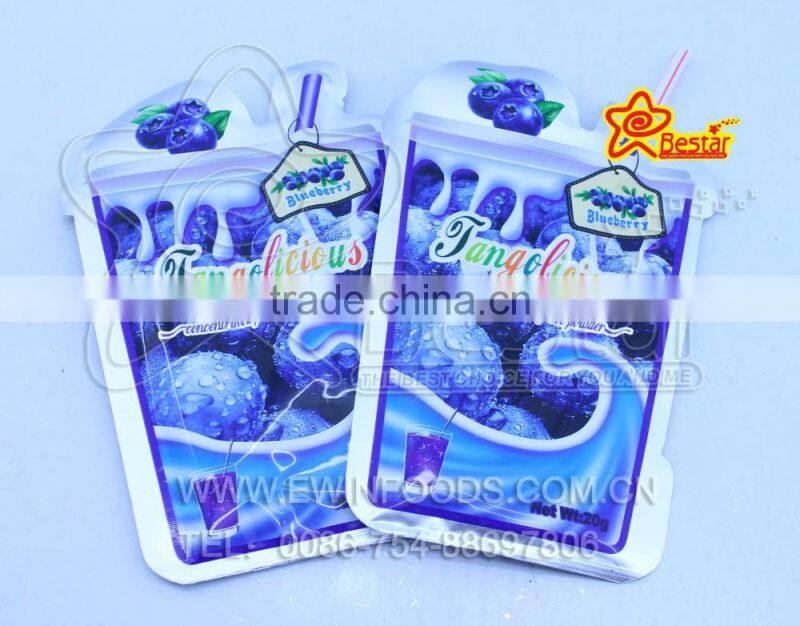 Sour Powder Candy Blueberry Flavor with Straw