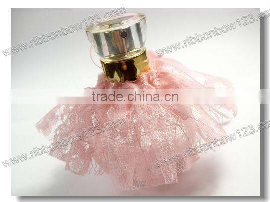 perfume bottle neck decoration pink lace fabric dress