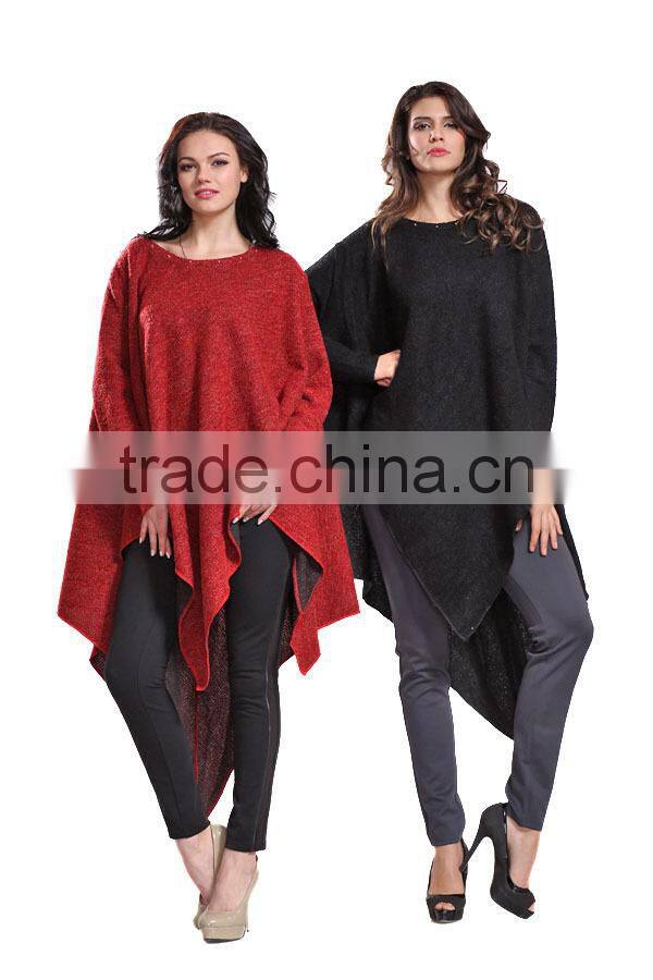 New Arrival Fashion Women Long Sleeve Knitted Sweater Poncho