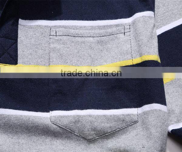 2016 black and white horizontal bands hot sale long sleeve men's polo shirt