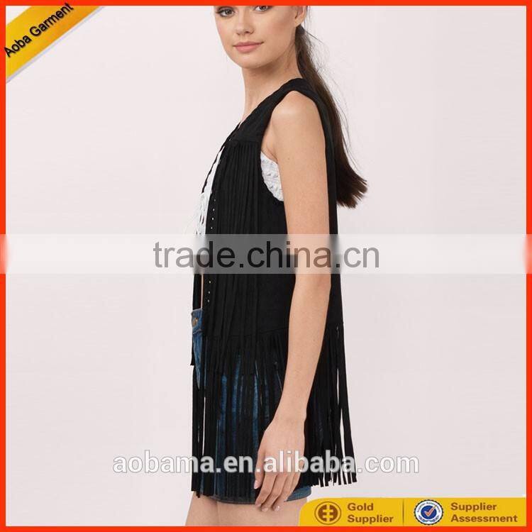 china factory cheap women winter style Suede Tassels jacket