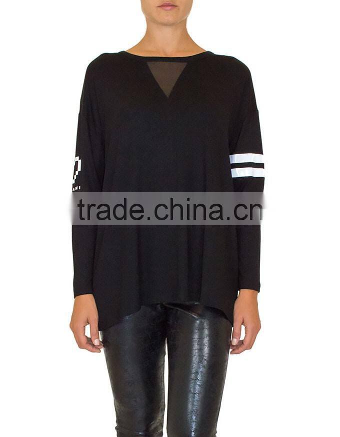 2015 New Fashion Round Neck Long Sleeve Polo Womens T-shirt Wholesale