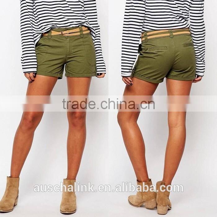 personalized wholesale women belted cargo shorts on sale