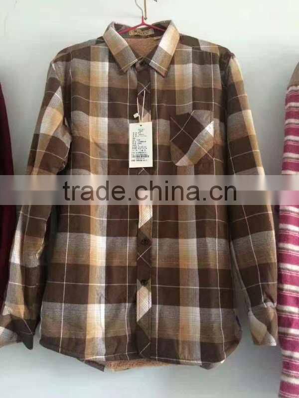 GZY men brushed plaid shirt outdoors mixed winter model stock export Europe warehouse gaungzhou stock 2017 high quality