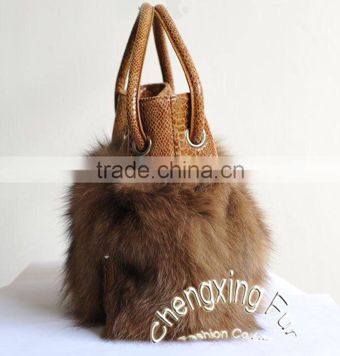 CX-H-27A Good Quality Wholesale Price Genuine Fox Fur Handbag
