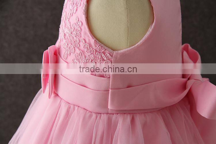 2017 girls dresses children frocks designs pink Lovely Bow-knot Vietnam 1 year baby girl dresses images first Communion dresses