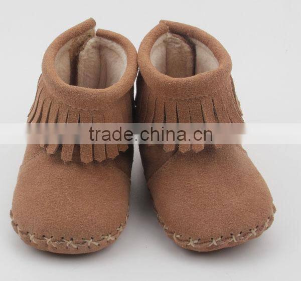 Adorable fancy soft sole genuine leather baby moccasins boots