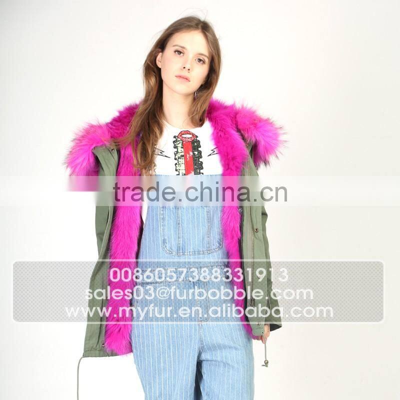 Myfur Long Parka Luxury Real Thick Fox Body Fur Trimmed Hood Popular Parka