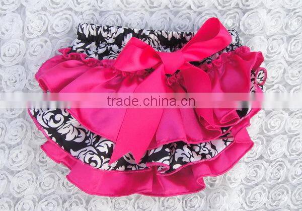 child ruffle panties girls pink satin bloomer with bowknot infant pants diaper cover summer wear cool shorts wholesale
