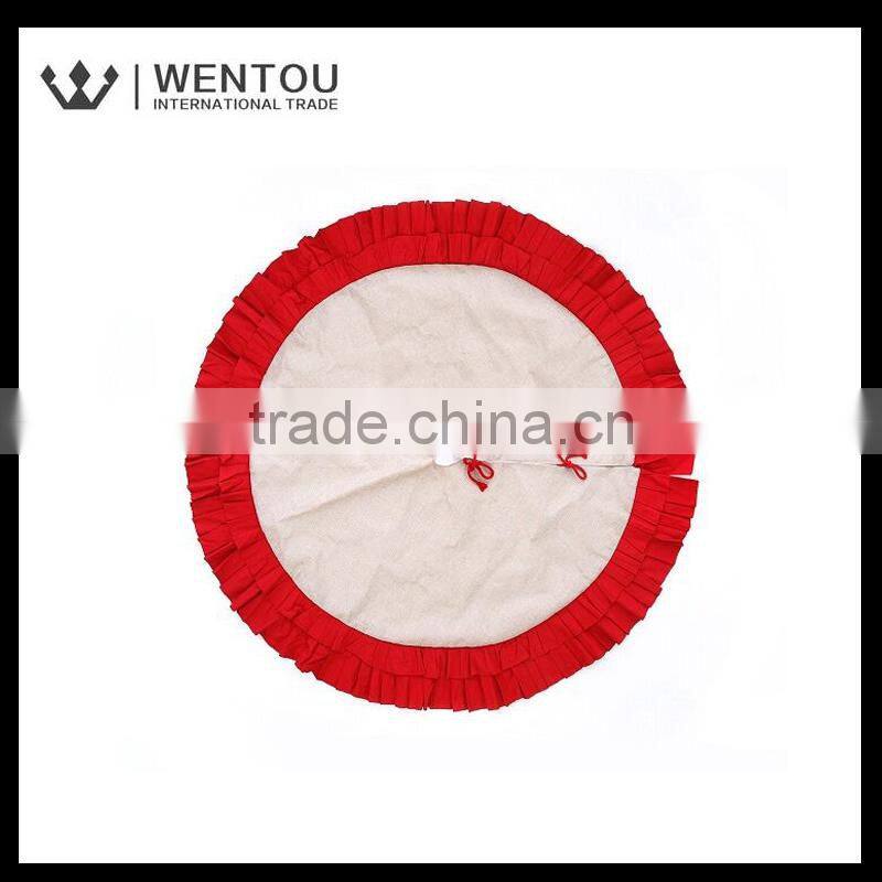 Wholesale Double Ruffles Burlap Christmas Tree Skirt