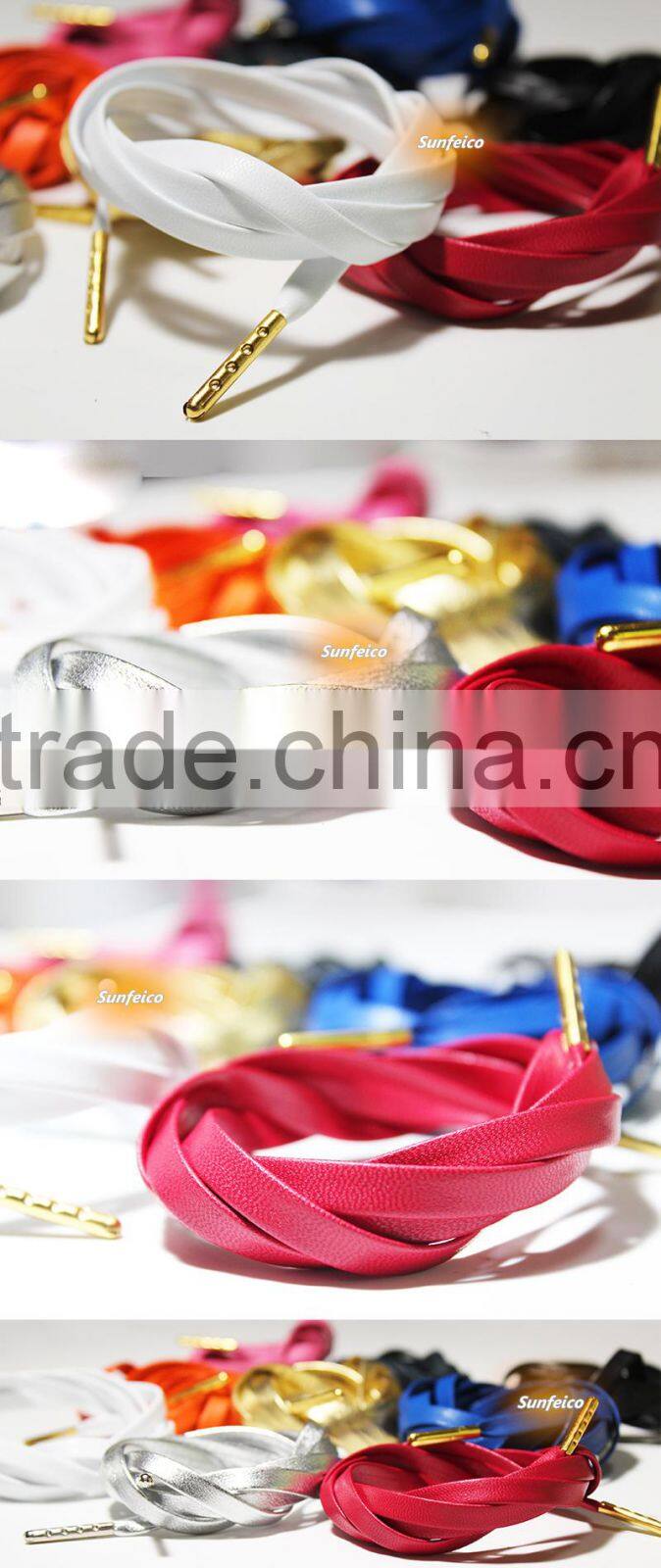 Metal Aglets Leather Sheepskin Shoelaces for Mens Fashion Plimsolls - Premium Reinforced Genuine Sheepskin Leather Laces