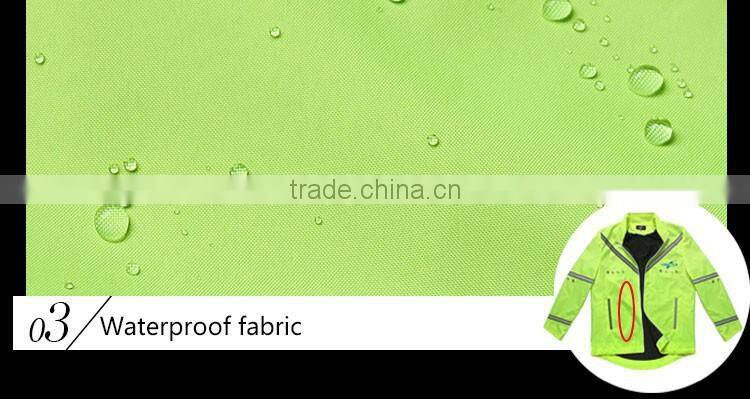 Good quality cycling rain hi vis reflective safety jacket with led lights