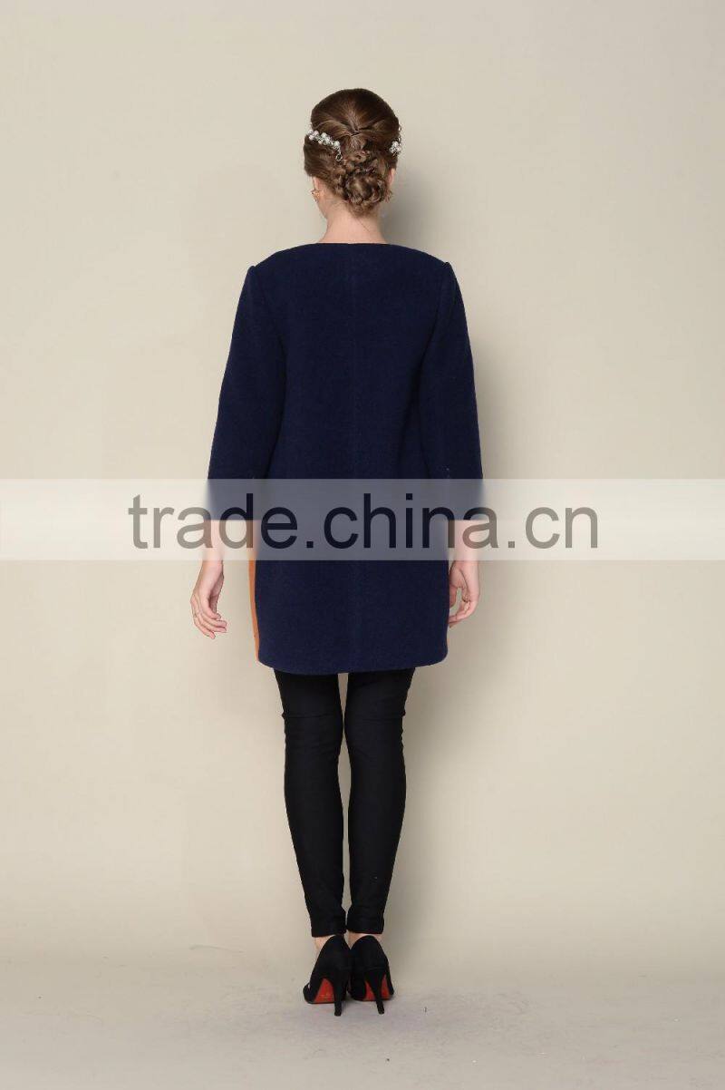 popular o neck fashionable multicolored womens clothing fall 2015 winter fur coat