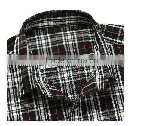 new 100% cotton flannel brushed checked V-collar men shirt