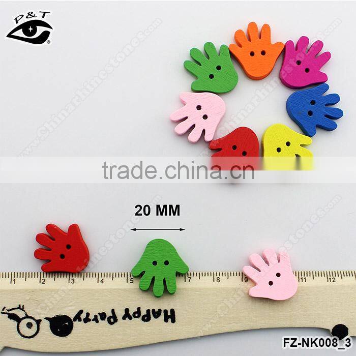 Colorful Palm shaped Wood Buttons 20mm Buttons with holes for clothing