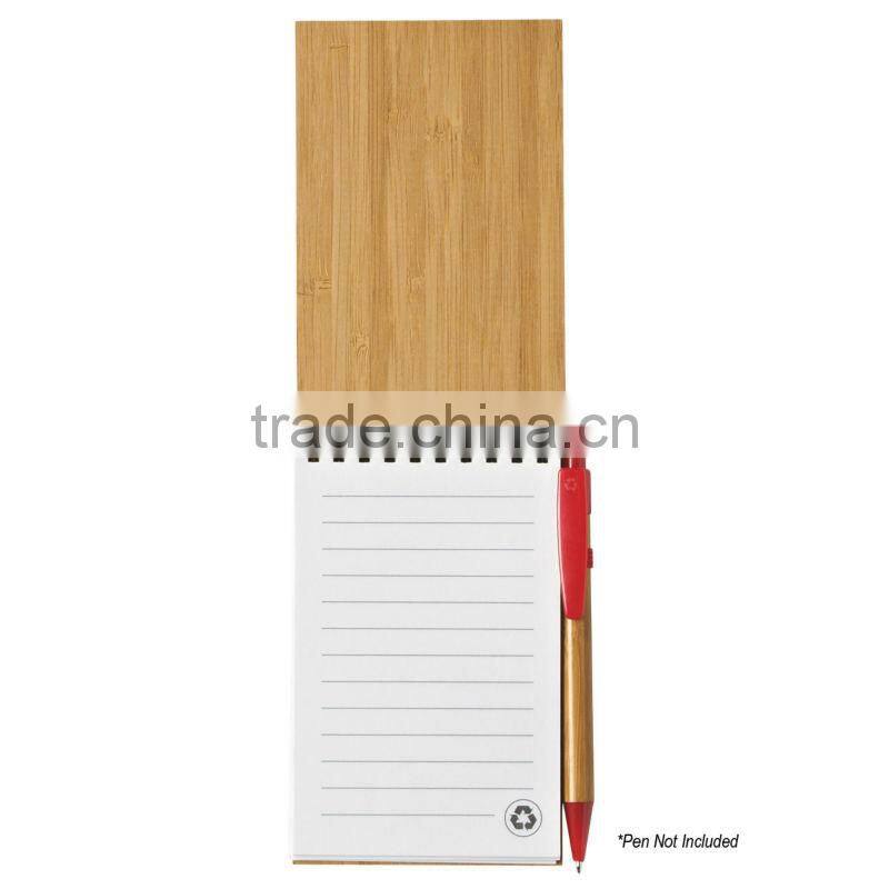 Wooden cover spiral notebook 70grams 70sheets 9*14cm with elasticity with recycle paper pen