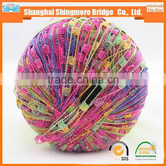 alibaba China knitting yarn supplier cheap wholesale oeko-tex standard quality matallic ladder yarn knitting scarf yarn