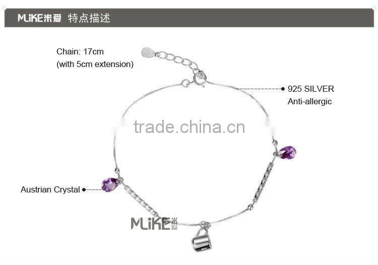 Cup 925 silver bracelet with Crystal M3010