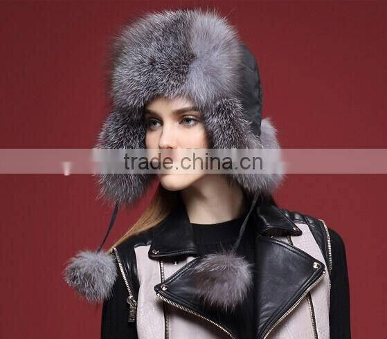 YR434B Russia Style Winter Fur Hat/Women Fashion Silver Fox Hats