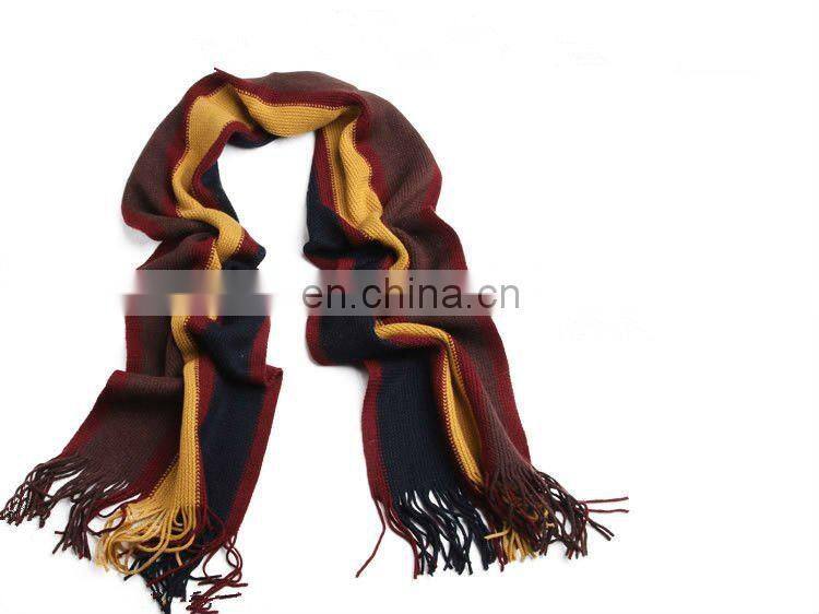 2015 China design beautiful fashion knitted stirped warp knitted scarf brushed