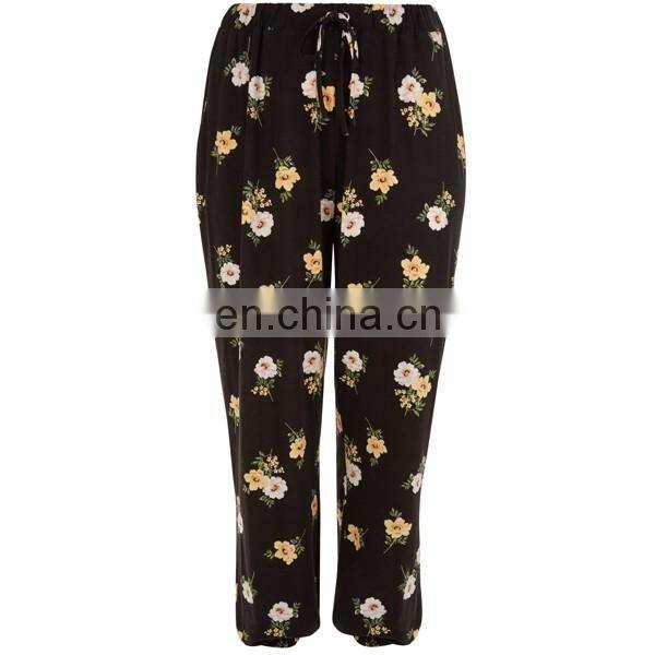 China suppliers floral print black womens plus size jogger pants women joggers