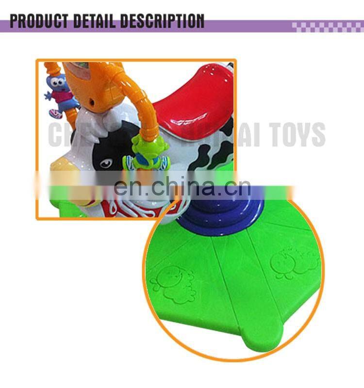 Plastic musical rocking cow with light ride on animal toy
