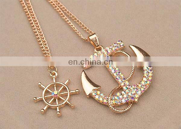 Fashion Design Boat Anchor Navy Necklace Double Sweater Chain