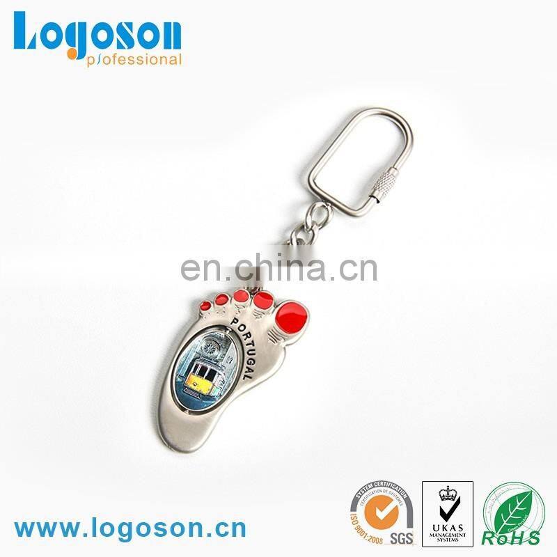 Shiny silver plating slipper shape metal key chain