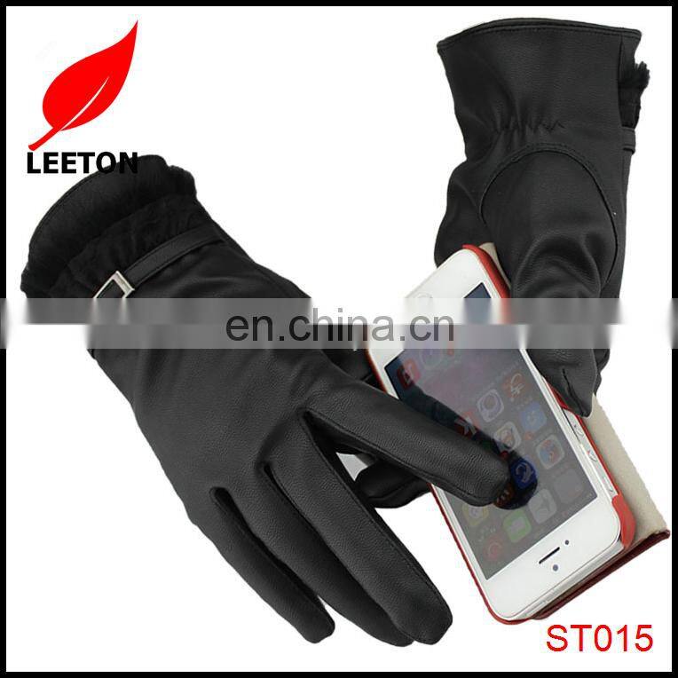 Factory supply fashion lady PU smart touch winter glove