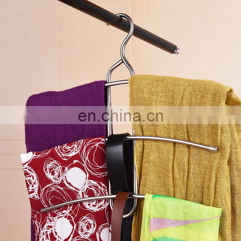 multifunctional fishbone hanger, good quality stainless steel scarf pants hanger