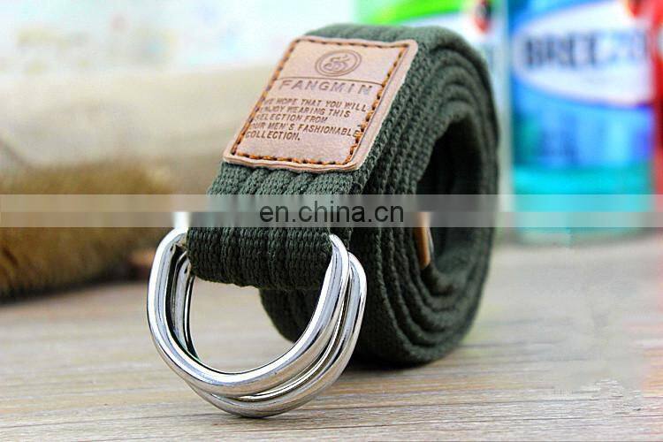 BT0635 Fashion Double D-ring Jeans Belt Fabric Canvas Belt for Men