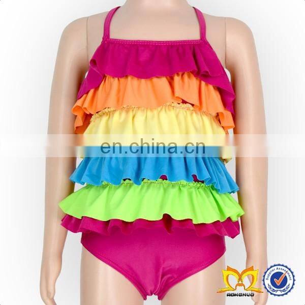 Baby Double Side One Piece Ruffle Swimsuit Kids Swimwear Beach Bathing Suit