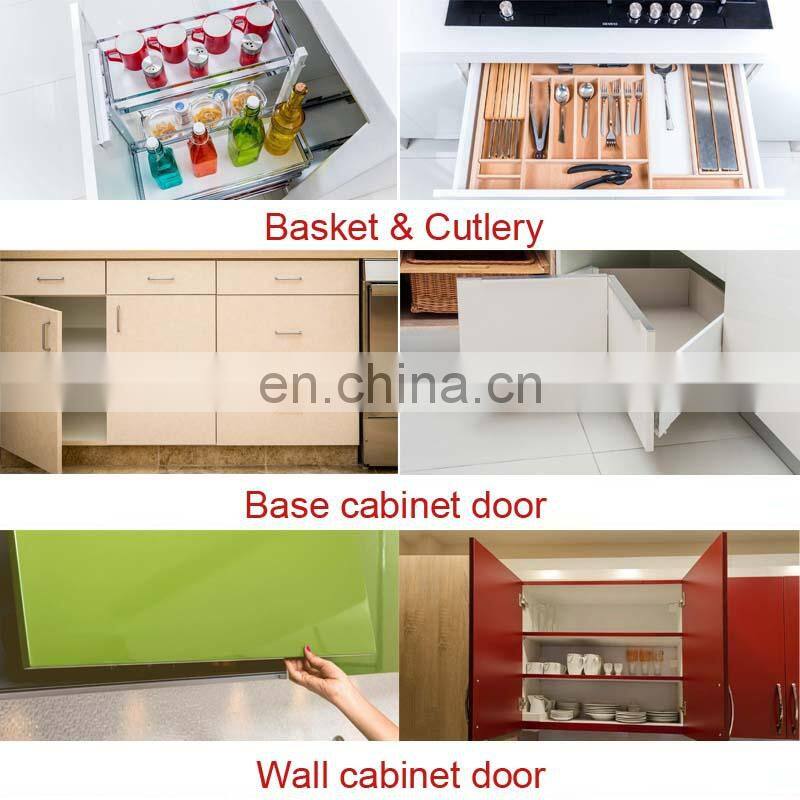 New classic kitchen cupboard design handleless kitchen cabinet