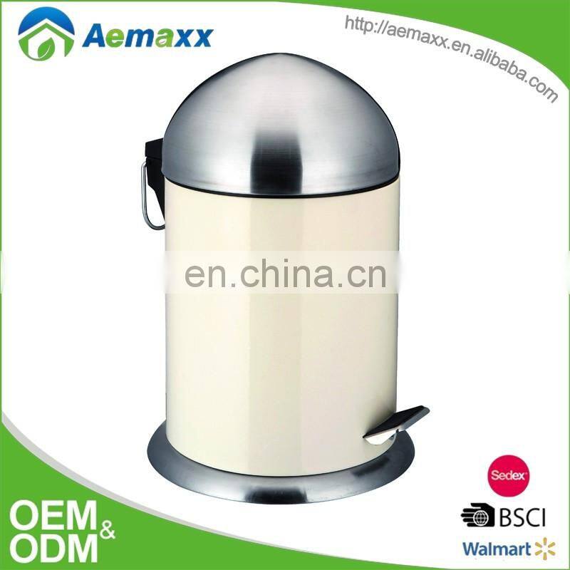 3L/5L/12L unique design hemisphere lid foot pedal metal waste bin stainless steel foot operated garbage bin for indoor places