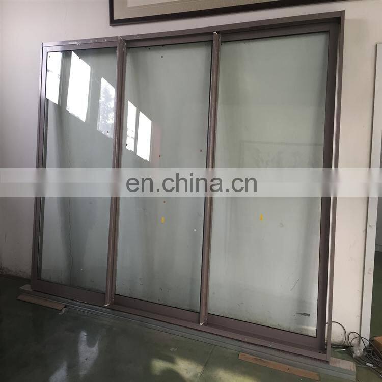 powder coating aluminum triple track inside grill glass sliding window with mosquito net