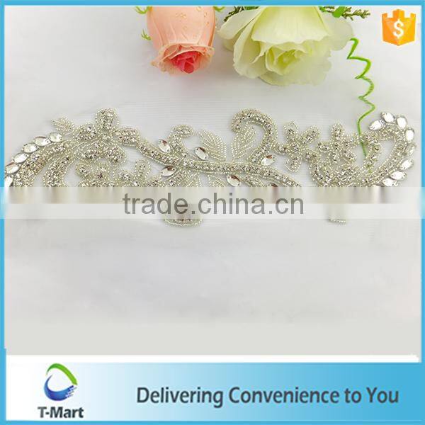 embroidery crystal rhinestone applique for weeding dress