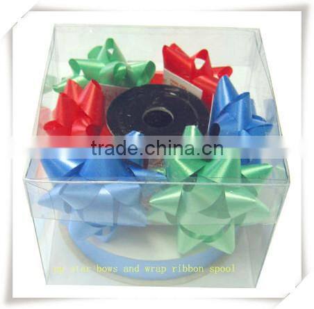 2014 Festive Decoration Pom Pom Bow and Colorful Ribbons for gift decoration