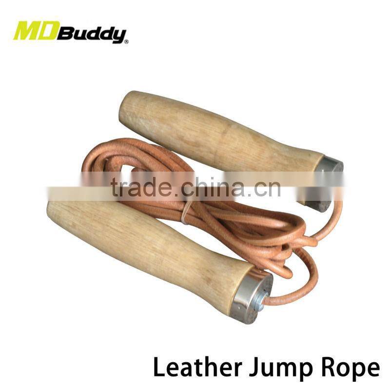 Leather Gym Jump Rope with Wooden Handle