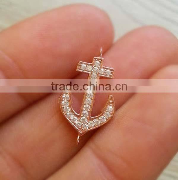 Rose gold accessories paved zircon circle cz rose gold connector charm