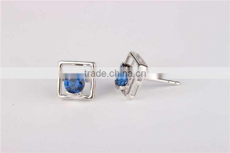 new design nice cheap earrings blue stone 925 silver earrings